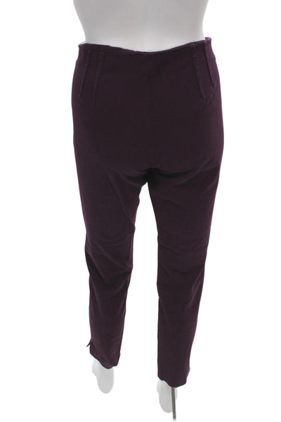 Theory Womens Purple Ankle Pants Zip Closure 93% Cotton Size 6