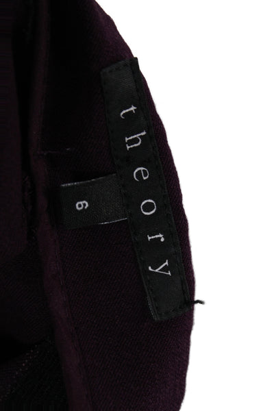 Theory Womens Purple Ankle Pants Zip Closure 93% Cotton Size 6
