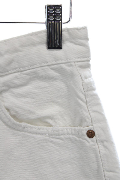 Zara Womens White Cut-Off Denim Shorts Button Closure Size 4