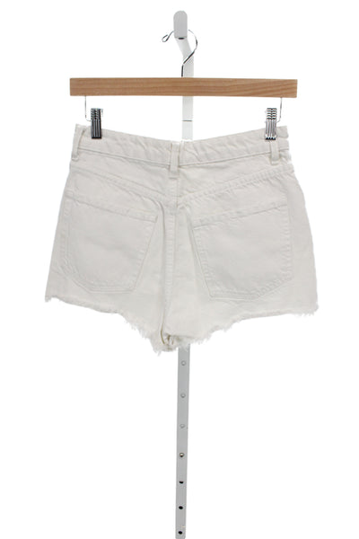 Zara Womens White Cut-Off Denim Shorts Button Closure Size 4