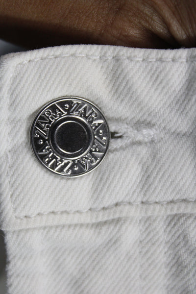 Zara Womens White Cut-Off Denim Shorts Button Closure Size 4