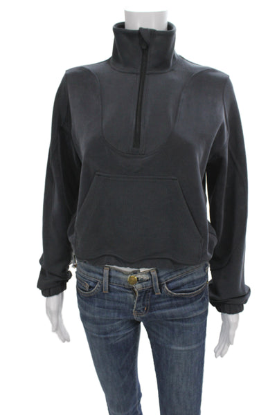 Lululemon Women Gray High Neck Zip Pullover Sweatshirt Size 2