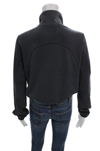 Lululemon Women Gray High Neck Zip Pullover Sweatshirt Size 2