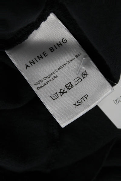 Anine Bing Women Jersey Tee Black Crew Short Sleeve Cotton Size XS