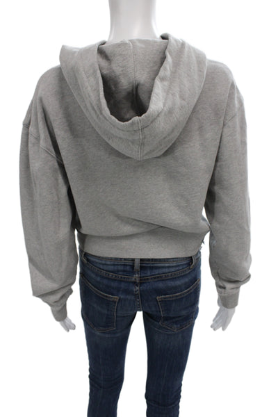 The Kooples Women Full Zip Logo Cotton Hoodie Gray Long Sleeve Size S