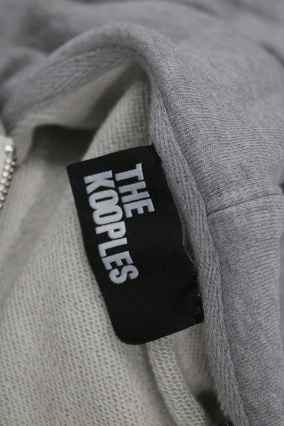 The Kooples Women Full Zip Logo Cotton Hoodie Gray Long Sleeve Size S