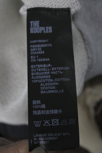The Kooples Women Full Zip Logo Cotton Hoodie Gray Long Sleeve Size S