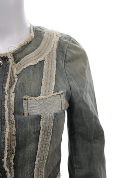 Habitual Women Basic Jacket Gray Cotton Long Sleeve Button Solid Size 2