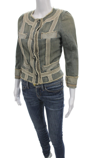 Habitual Women Basic Jacket Gray Cotton Long Sleeve Button Solid Size 2