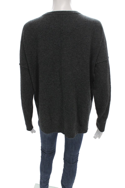 Feel The Piece Womens Pullover Sweater V-Neck Gray Knit Long Sleeve Size S