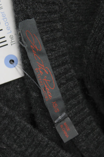 Feel The Piece Womens Pullover Sweater V-Neck Gray Knit Long Sleeve Size S