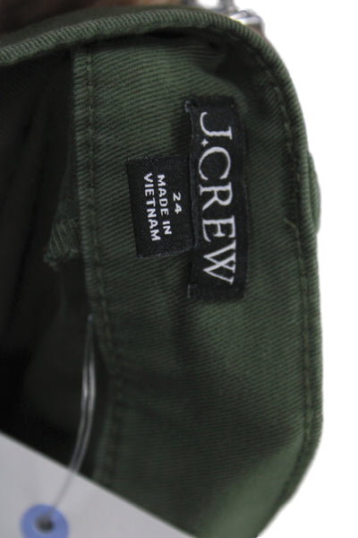 J Crew Womens Ankle Pants Green Cotton Button Size 24