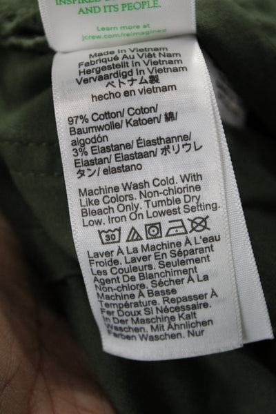 J Crew Womens Ankle Pants Green Cotton Button Size 24