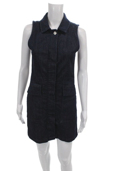 Joes Jeans Womens Blue Collared Sleeveless Mini Dress 98% Cotton Size S
