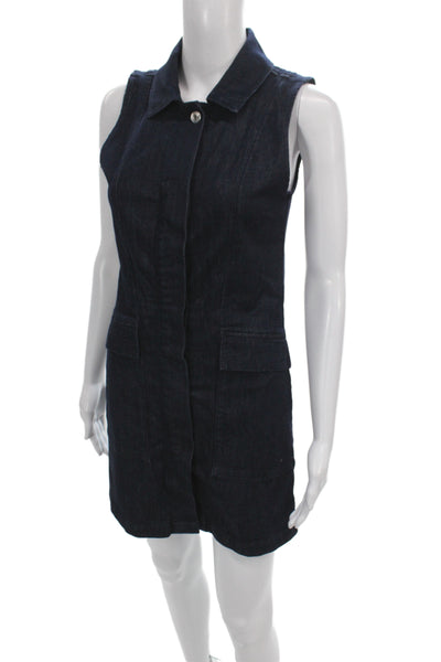 Joes Jeans Womens Blue Collared Sleeveless Mini Dress 98% Cotton Size S