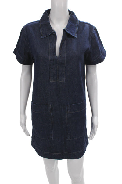 Joes Jeans Womens Shift Dress Blue Short Sleeve Collared Short Size S
