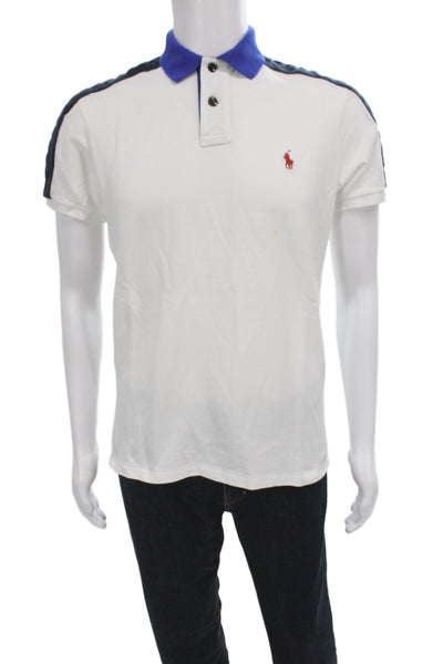 Polo Ralph Lauren Mens Polo Shirt White Colorblock Short Sleeve Cotton Size M