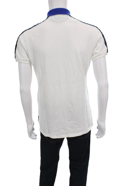 Polo Ralph Lauren Mens Polo Shirt White Colorblock Short Sleeve Cotton Size M