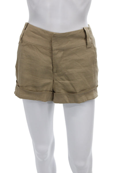 Alice + Olivia Women Chino Shorts Beige Linen Button Closure Size 30