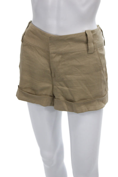 Alice + Olivia Women Chino Shorts Beige Linen Button Closure Size 30