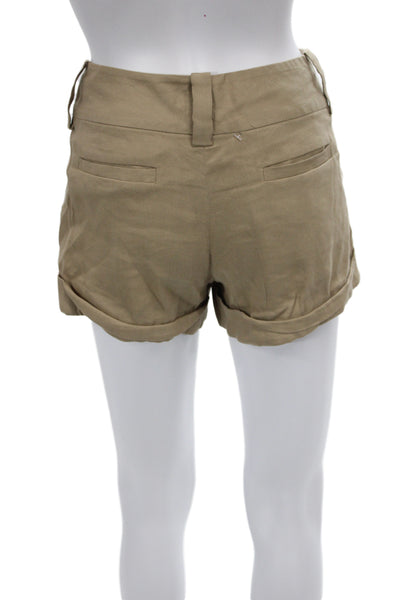 Alice + Olivia Women Chino Shorts Beige Linen Button Closure Size 30