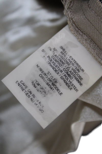 Alice + Olivia Women Chino Shorts Beige Linen Button Closure Size 30
