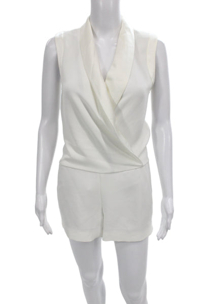 L'Agence Women Sleeveless V-Neck Romper White Size S