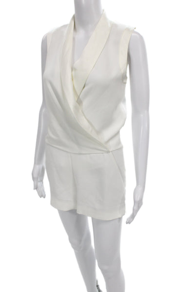 L'Agence Women Sleeveless V-Neck Romper White Size S