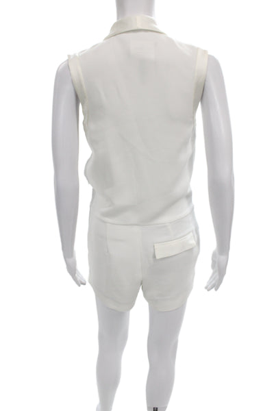 L'Agence Women Sleeveless V-Neck Romper White Size S