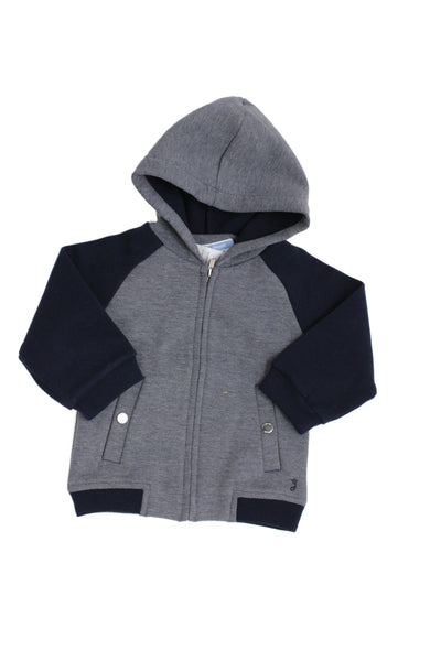 Jacadi Boys Hood Long Sleeves Full Zip Jacket Gray/Blue Size 18M