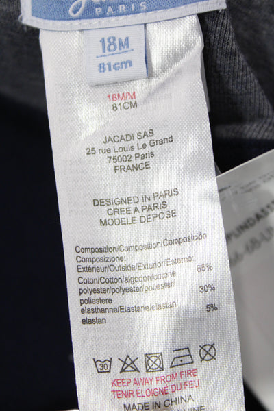 Jacadi Boys Hood Long Sleeves Full Zip Jacket Gray/Blue Size 18M