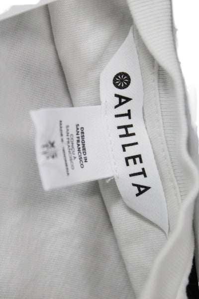 Athleta Womens Basic Cotton Crew Neck T Shirt White Short Sleeve Size XS
