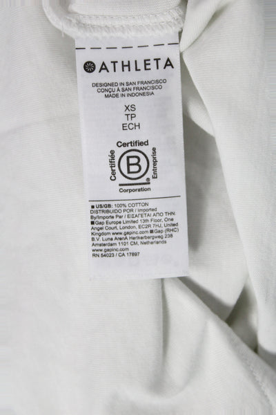Athleta Womens Basic Cotton Crew Neck T Shirt White Short Sleeve Size XS