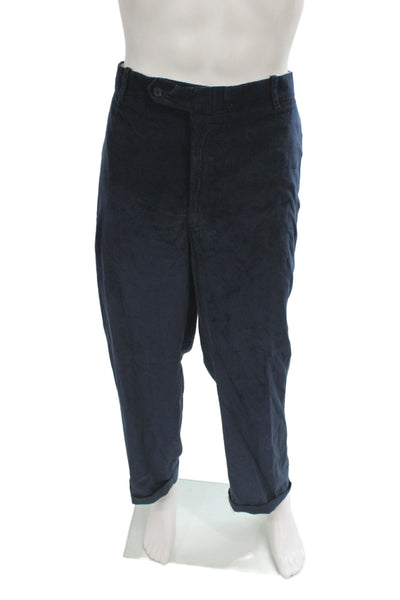 Richards Greenwich Mens Dress Pants Blue 100% Cotton Button Inseam 28 Size L