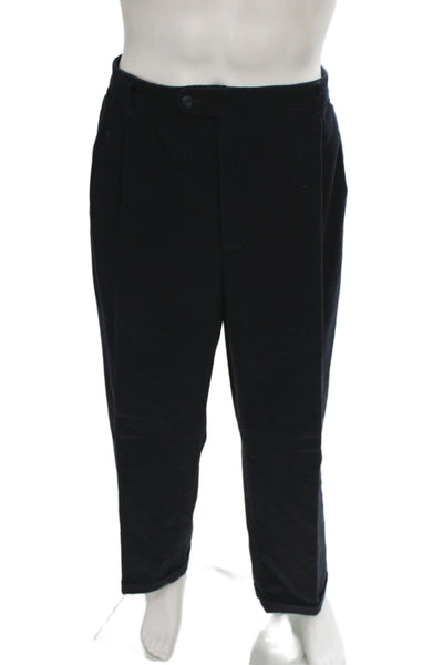Zanella Mens Black Dress Pants 100% Cotton Classic Button Size 42