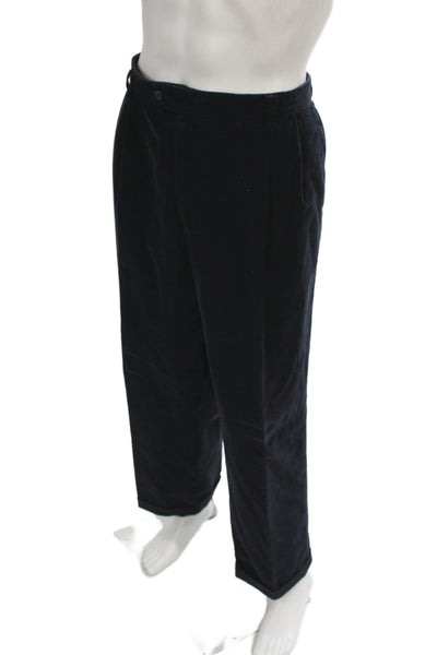 Zanella Mens Black Dress Pants 100% Cotton Classic Button Size 42