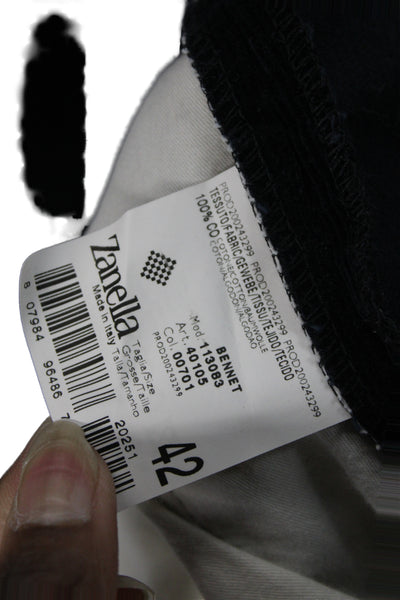 Zanella Mens Black Dress Pants 100% Cotton Classic Button Size 42