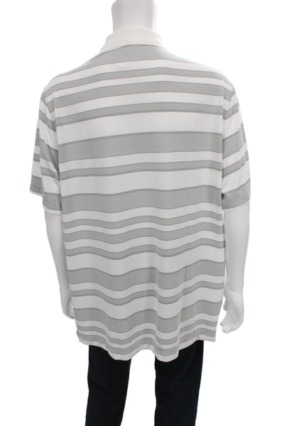 Nike Golf Mens Gray Striped Polo Shirt Short Sleeve Polyester Golf Size 2XL