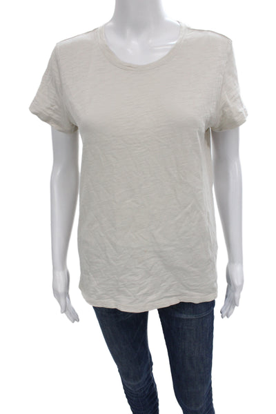 Lilla P Women Basic Beige Cotton Crew Neck Short Sleeve T-Shirt Size L