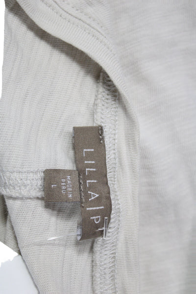 Lilla P Women Basic Beige Cotton Crew Neck Short Sleeve T-Shirt Size L