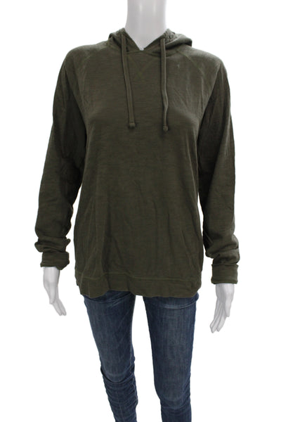 Vince Women Jersey Hoodie Green 100% Cotton Pullover Hooded Size M