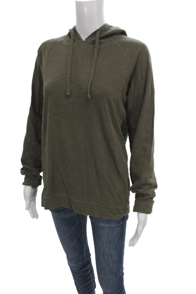 Vince Women Jersey Hoodie Green 100% Cotton Pullover Hooded Size M