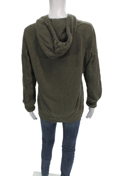Vince Women Jersey Hoodie Green 100% Cotton Pullover Hooded Size M