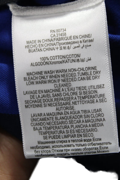BCBGMAXAZRIA Womens Blue Collared Long Sleeve Basic Blouse 100% Cotton Size S