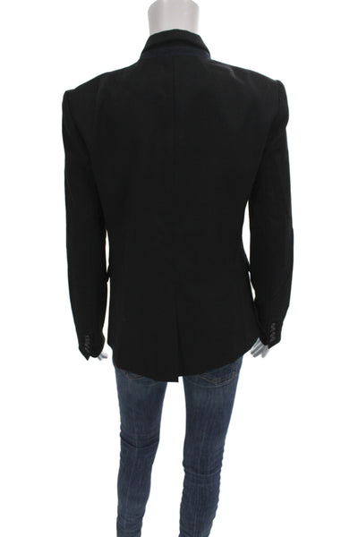 J Crew Women Basic Jacket Black Wool Button Long Sleeve Size 4