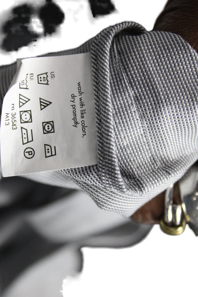 Calvin Klein Mens Gray Striped Cotton Blend Collared Dress Shirt Size 15