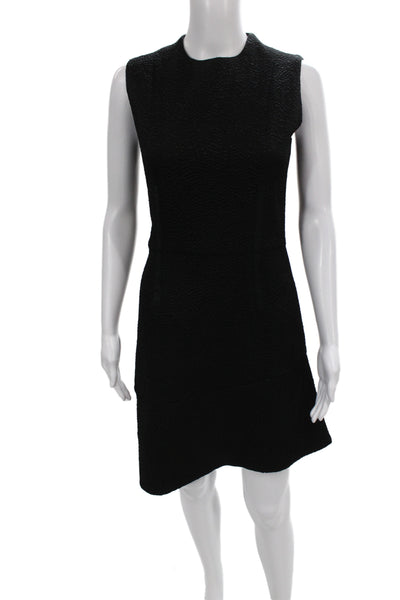 Carven Women Shift Midi Dress Black Sleeveless Round Neck Zip Size 38