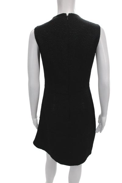 Carven Women Shift Midi Dress Black Sleeveless Round Neck Zip Size 38