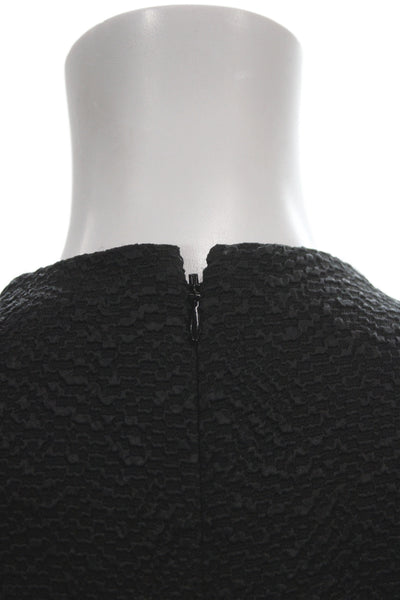 Carven Women Shift Midi Dress Black Sleeveless Round Neck Zip Size 38