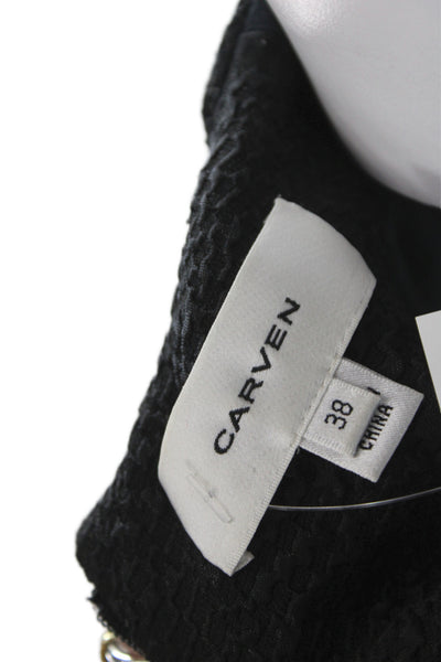 Carven Women Shift Midi Dress Black Sleeveless Round Neck Zip Size 38